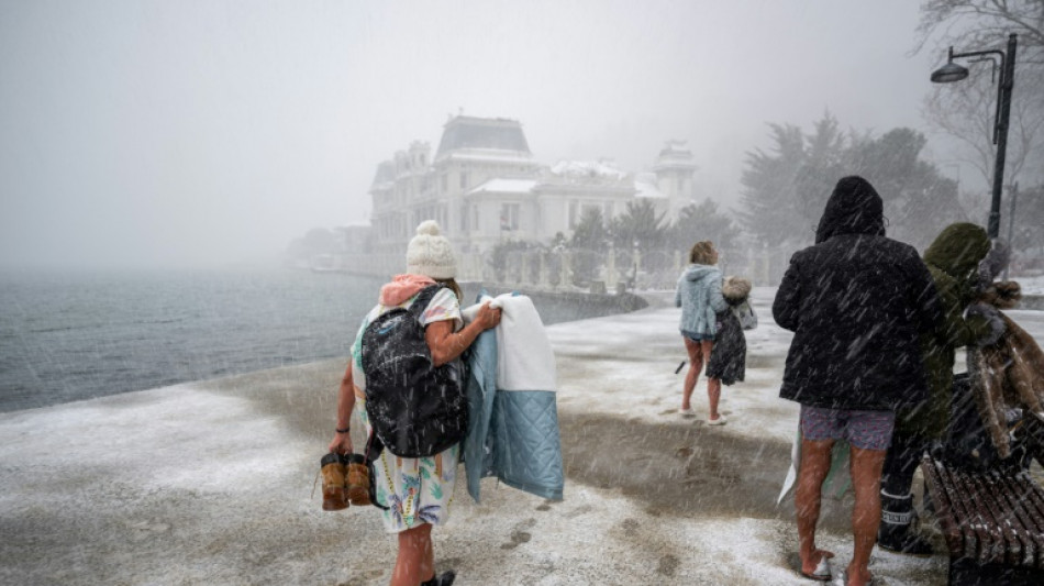 A Istanbul, les irr&eacute;ductibles du Bosphore sous la neige
