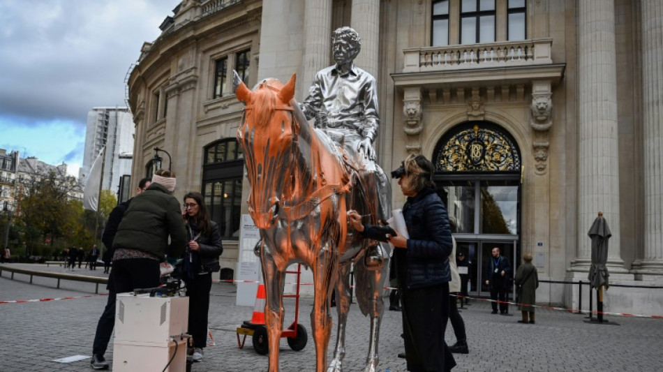 Climate activists pour paint on Charles Ray sculpture in Paris