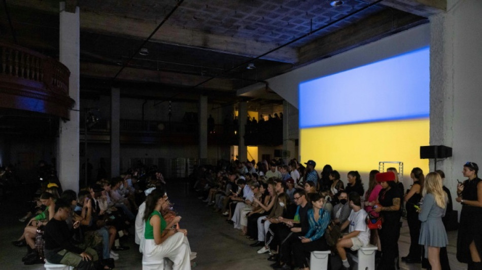 Ukraine designer evokes the pain of war at NY fashion show 