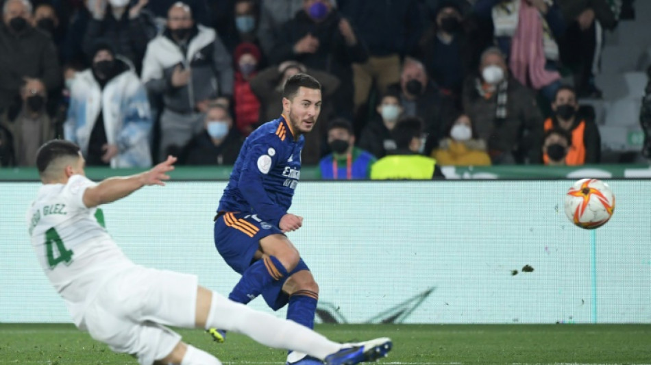 Hazard sinks Elche as 10-man Madrid come from behind in Copa del Rey