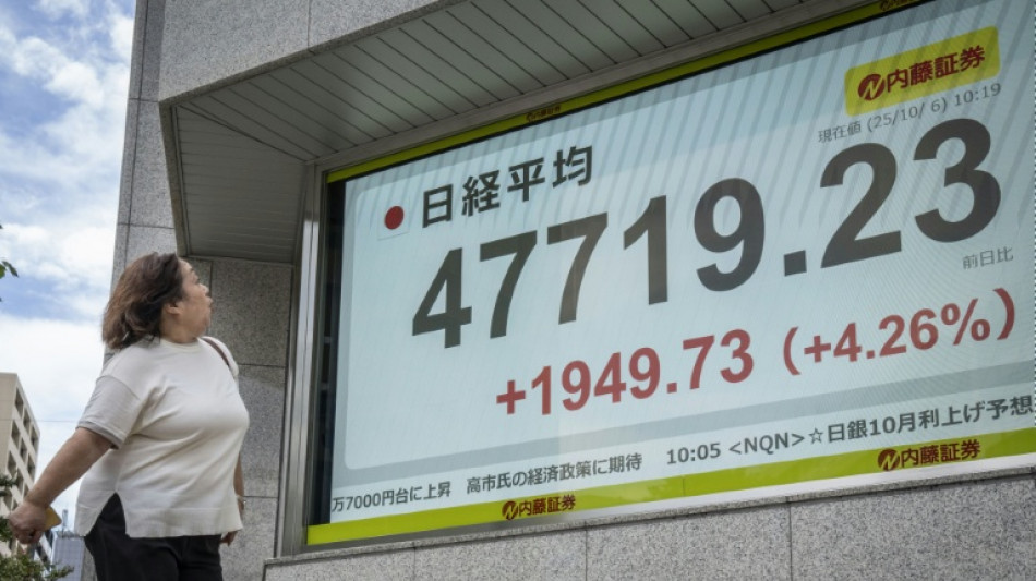 La Bolsa de Tokio sube fuertemente tras la elecci&oacute;n de Takaichi como l&iacute;der de su partido